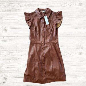 NWT BB Dakota Brown Faux Leather Dress Small